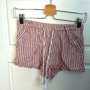 Pink and white striped extra small shorts